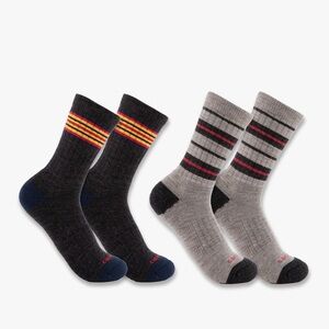 Carhartt Men's Midweight Stripe Crew Sock 2 Pack